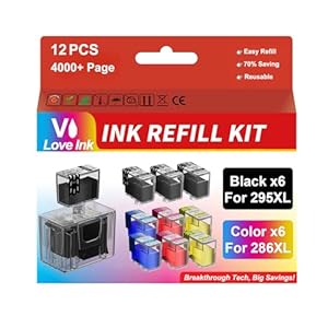 PG-295XL/CL-286XL Kit de recarga de tinta compatible con cartuchos de tinta Canon PG-295XL CL-286XL 295 XL 286 XL, funciona con cartuchos de impresora Pixma TS4320 TS6520 TR7120, paquete de