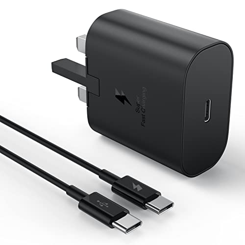 Cargador USB C de 25 W para Samsung, tipo C PPS Bloque de enchufe de carga rápida para Samsung S22/S22 Ultra S22+/ S21 S20 S10 S9 S8, Note 20/10/9, iPad Pro, Google Pixel, cable USB C a C de 1 M Cover