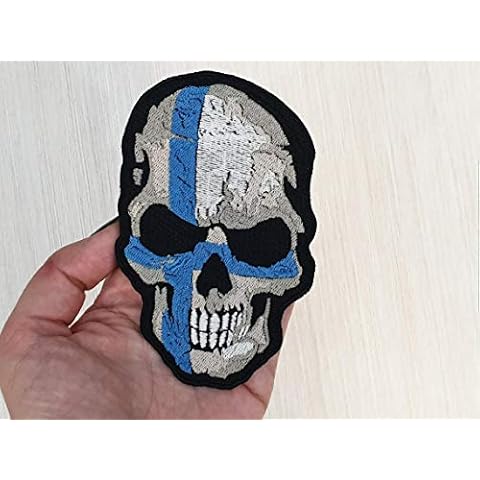 Finland Finish flag skull Suomi Patch embroidery Cover