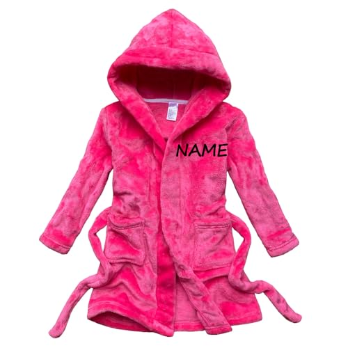 [Custom embroidered name] girl bathrobe plum red coral velvet children's robes
