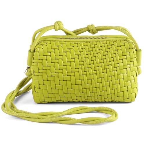 Image of Woven Crossbody Bag for Women,Small Handbag Cute Purse Vegan Leather Handmade Shoulderbag, Summer Tote Bag with Strap