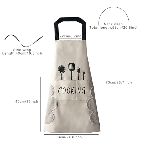 DILLMAN Women Kitchen Apron with Hand Wipe Pockets£¬Big Pocket,Hand-wiping, Waterproof for Cooking Baking, White, Large - Cosy Home Interiors DILLMAN Women Kitchen Apron with Hand Wipe Pockets£¬Big Pocket,Hand-wiping, Waterproof for Cooking Baking, White, Large - Image 4