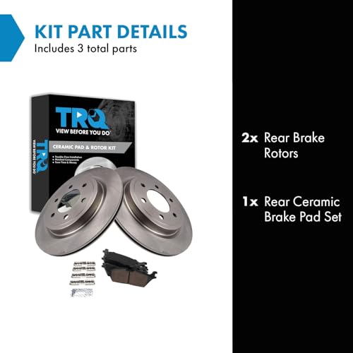 Image of TRQ Rear Brake Pad and Rotor Set Ceramic Compatible with 2021 Ford F-150 Expedition 2022 Lincoln Navigator