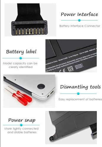 Image of A1465 Battery, A1406 Battery for Ma /Book Air 11 Inch Early 2015, Early 2014, Mid 2013, Mid 2012, Mid 2011 Model A1370 A1495 Capacity 7.6V 35W (A1406)