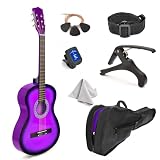 Master Play Violão Clássico Acústico Infantil Da Masterplay - 30' Para Iniciantes Kit De Cordas Acústicas Iniciantes: Bolsa, Afinador, Correia, Extras, Palhetas, Pano Prato, Capotraste (Purpleburst)