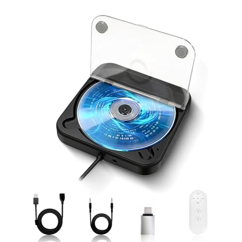 Adirigo Reproductor de CD para coche con silicona, antigolpes, reproductor de CD para coche, con cable de extensión USB, con conector USB, para ordenador portátil, escritorio, TV, altavoz exterior