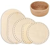 5 Stück Holzboden für Häkelkorb, Holz Korbboden zum Häkeln, Taschenboden Häkeln, Korb Flechten Set, Naturholzkorbboden Korbboden Set, für Diy Korbflechten Liefert Basteln 15/20/25/30cm Ovaler/Rund