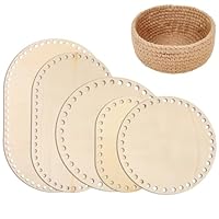 5 Stück Holzboden für Häkelkorb, Holz Korbboden zum Häkeln, Taschenboden Häkeln, Korb Flechten Set, Naturholzkorbboden Korbboden Set, für Diy Korbflechten Liefert Basteln 15/20/25/30cm Ovaler/Rund