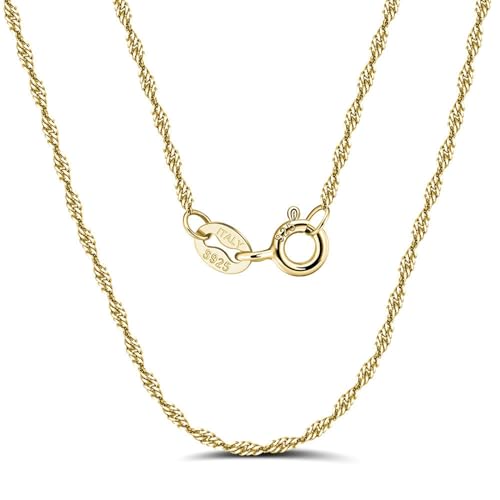 Collier en argent sterling 925 anti-ternissement maille Singapour
