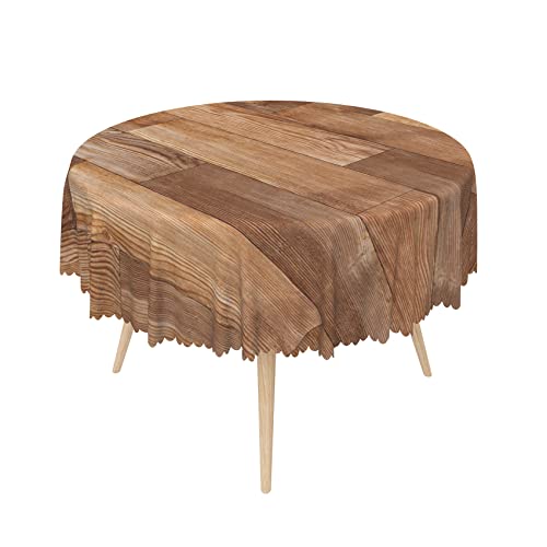 Beiyongde Rustic Wood Grain Round Tablecloth 60 Inch Country Farmhouse Wood Plank Table Cover Vintage Western Barn Reused Polyester Tablecloth For Kitchen Dinning Room Outdoor #TOP5
