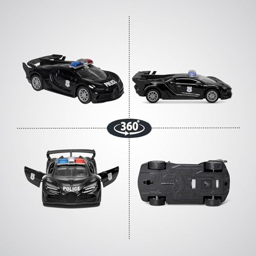 Image of Amisha Gift Gallery Diecast Police Toy Car for Kids | 1:36 Scale Model, Metal, Pull Back, Sports Car, Boys