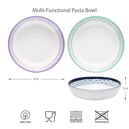 Bzyoo Bpa-Free Dishwasher Safe 100% Melamine Plastic 34Oz Pasta Bowl Set Best For Casual Dining Indoor And Outdoor Dining Bbq Pool Party (4Pcs Pasta Bowl Set, Spidy Fun Assorted Colors) #TOP5