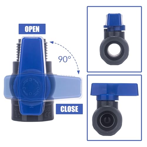 PVC Rain Barrel Spigot Kit 2 Pack 3/4\" GHT Garden Hose Shut Off Valve With Bulkhead Fitting Garden Hose Thread Ball Valve for Water Adapter Tanks, Aquariums, Pools