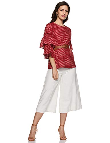 Image of BIBA Womens Round Neck Printed Top