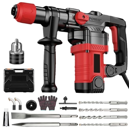 Uadme SDS-Plus borrhammare, 1 300 W 6J, 6 hastigheter, 920 varv/min, 4 funktioner, snabbare växling, slagborr för tungt arbete betong, sten, metall