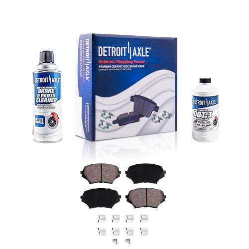 Image of Detroit Axle - Front Brake Pads for 2006-2015 Mazda MX-5 Miata Ceramic Brake Pads w /Hardware 2007 2008 2009 2010 2011 2012 2013 2014 Replacement