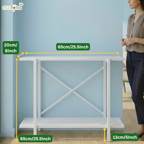 Image of ecofynd 2-Tier Fish Tank Stand, Double-Layer Aquarium Stand with Adjustable Table Feet, Heavy Metal Storage Rack Suitable for Home and Office, (White, FS-PS049)