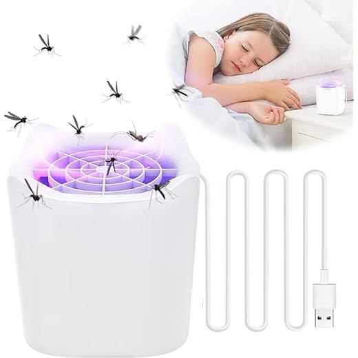Lampada Antizanzare Elettrica, Uccidi Zanzare, Zanzariera Elettrica con Lampada UV, Trappola per zanzare USB, 180° Luce Insetticida per Uso da Interno ed Esterno, Zanzare, Mosche, Falene, Insetti