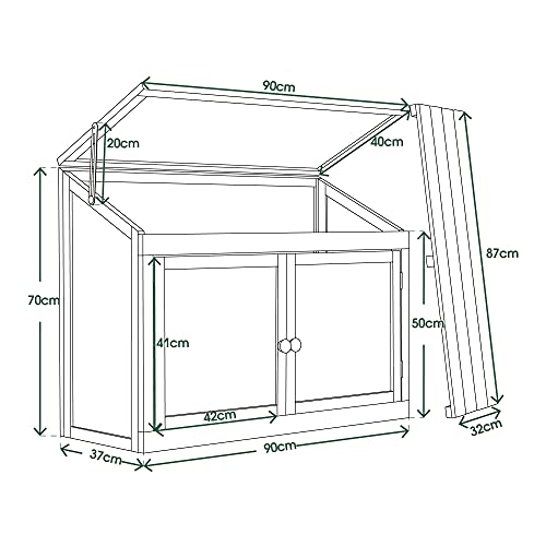 MCombo 2 Etage höhenverstellbares Anlehngewächshaus Treibhaus Pflanzenhaus Aufzuchtschrank 0160, aus Holz und Polycarbonat