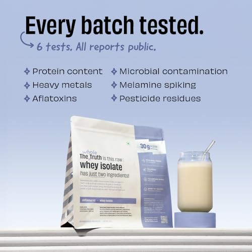 Image of The Whole Truth Whey Protein Isolate | Unflavoured | 500g (1.1 lbs) | 30g Protein | 7.3g BCAA | Clean, Light & Easy to Digest