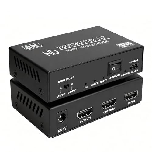 Répartiteur HDMI 8K 1 entrée 2 sorties double écran miroir 4K 120Hz 48Gbit s