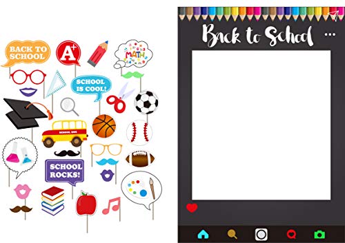 7-gost Back to School Party Photo Booth Props First Day of School with Photo Frame(Pack of 30)
