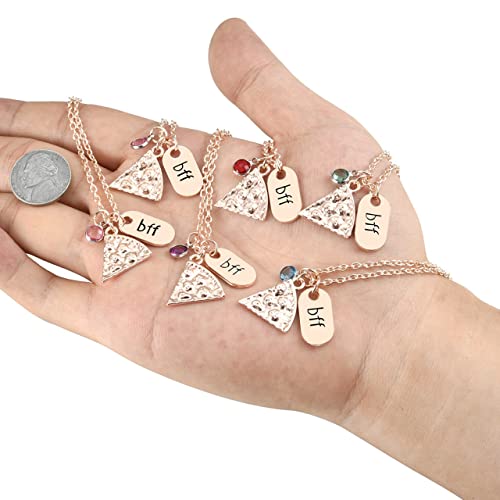 Top Plaza Womens Silver Tone Rhinestone Best Friends Forever BFF Necklace Engraved Pizza Pendant Necklaces 21 Inches - Set of 64