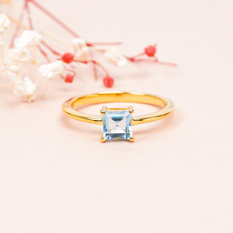 Bague solitaire en argent 925 et topaze bleue pour sublimer vos tenues de soirée et grands moments - 5