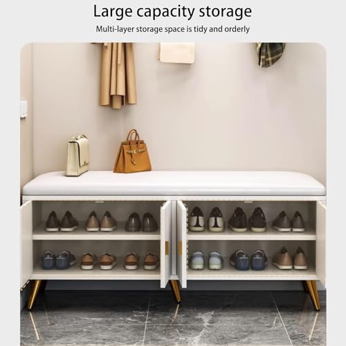 Banc à chaussures avec rangement caché meuble à chaussures moderne et fin de 120 cm