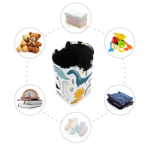 Mnsruu Dino Scandinavian Style Laundry Basket Kids Collapsible Fabric Laundry Hamper Washing Bin Folding Clothes Bag - Image 4