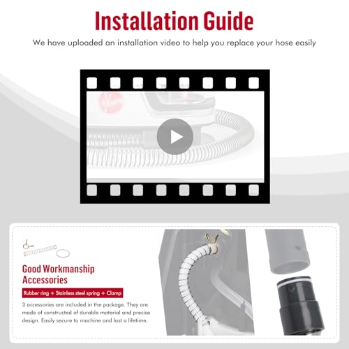 Upgrade XL Version Extension Hose Attachment Compatible with Hoover Clean Slate Portable Machine FH15000V, FH14000, BH14000V, FH14052, 60 Inch Carpet Cleaner Inner and Outer Tube Replacement Parts