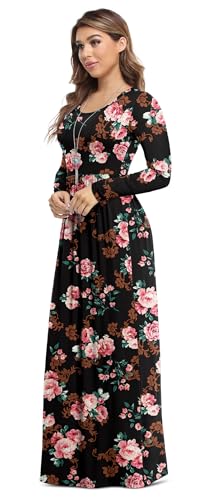 Image of VIISHOW Women's Long Sleeve Loose Plain Maxi Dresses Casual Long Dresses with Pockets