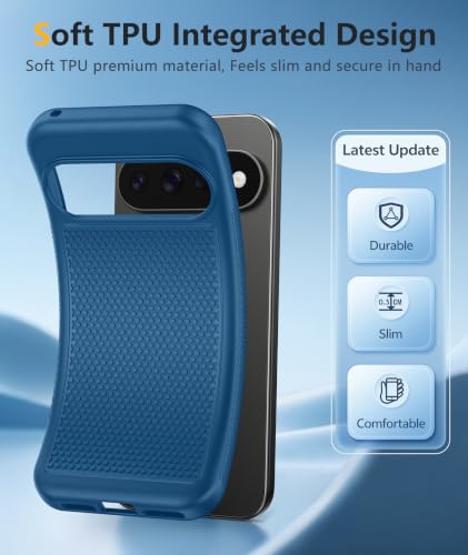 Image of FNTCASE for 11 /11 Pro Case: Soft TPU Non Slip Blue | With Screen Protector, Shockproof Drop Protection, Matte Textured Protective Cell Phone Cover, for Daily Use, Blue