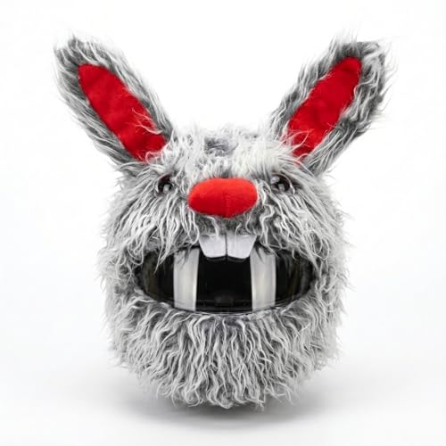 Motorcycle Helmet Covers Suitable for Most Full Face Helmets Decorative Animal Plush Motorbike Helmet Cover for Fun Rides and Gifts (Rabbit)