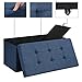 SONGMICS MAZIE Collection - 30 Inches Folding Storage Ottoman Bench, Ottoman Foot Rest, End of Bed Bench, Storage Chest, Load 660 lb, for Living Room, Bedroom, Entryway, Midnight Blue ULSF47IN