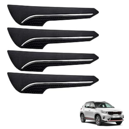 Autokaar Car Front and Rear Bumper Corner Guard Protection Chrome Line Universal for Kia Seltos/Carens/Sonet/EV6 - Set of 4