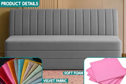 Image of Los Angeles Modern Velvet 3-Seater Sofa Cum Bed, Multipurpose Convertible Sleeper Couch Sofa for Living Room, Bedroom & Office- Grey Color