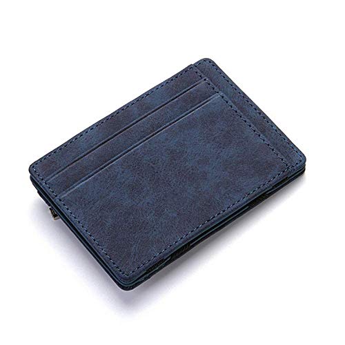 Fida&Moon Men Magic Wallets Male PU Leather Zipper Coin Purse Pouch Plastic Credit Bank Card Case Holder (Blue)2