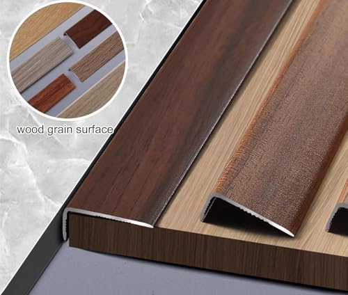 Tira de transición de piso con protector de borde de escalón y veta de madera resistente 3