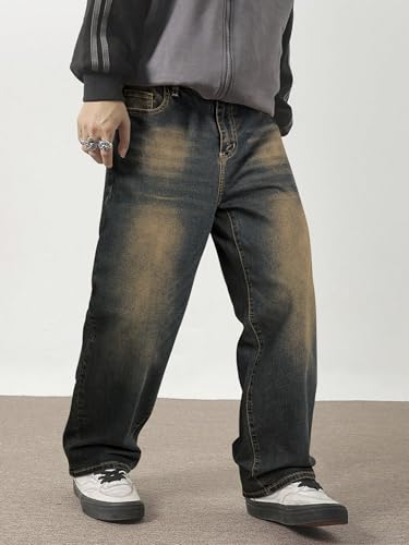 Image of JMIERR Men's Baggy Y2K Jeans Stretch Loose Fit Wide Leg Denim Pants | 5 Pockets, Oversized Casual Trousers, Vintage Relaxed wash, Breathable Cotton Blend，Hip Hop, Skater Streetwear, All-Season
