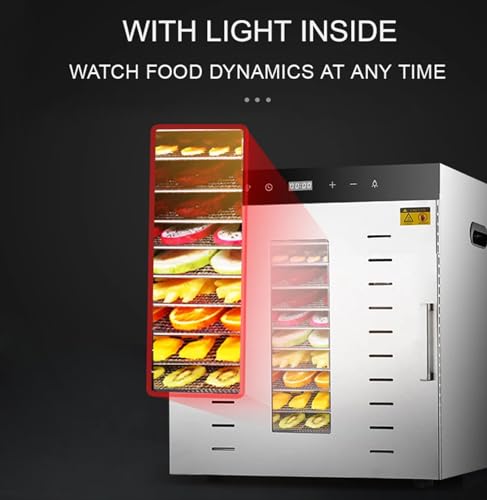 1000W Commercial Freeze Dryer, 10 Layers Food Dehydrator, Timing: 0-24 H, Temperature: 86℉~194℉ + Control Panel, 360° Fan, for Fruits, Vegetables, Meat, Seafood