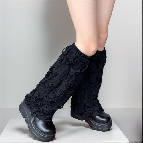 HeiBai Xiong Goth Leg Warmers for Women Punk Rave Japanese Grunge Emo Alt Gothic3