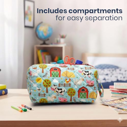 Image of Multipurpose Travel Organizer | All-in-One Compact Durable, Lightweight, Waterproof, Bag | Travel Friendly Pouch | Ideal for Stationary, Diaper, Medicines (Farm Animal Print)