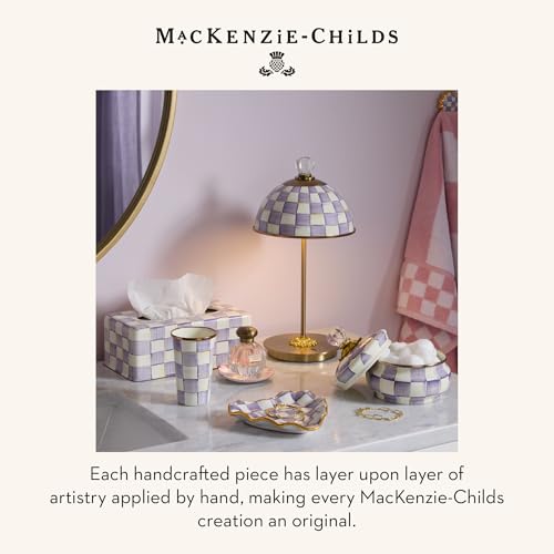 Image of MACKENZIE-CHILDS Enamel Tissue-Box Cover, Purple-and-White Violet Check
