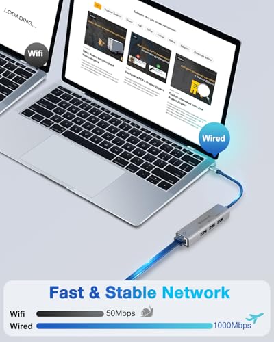 Image of 4-in-1 USB 3.0 Hub with Gigabit Ethernet Adapter for Laptop, PC, MacBook Pro (RJ45 TYPEC HUB 01)