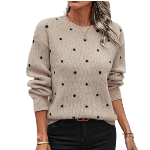 Polka Dot Sweater Women Dressy Casual Long Sleece Tunic Tops Polkadot Top - image 1