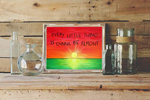 Rasta Color Sunset Wall Art Every Little Thing Is Gonna Be Alright Song Lyric Art Unframed Painting Print (8X10 Inches) #TOP2