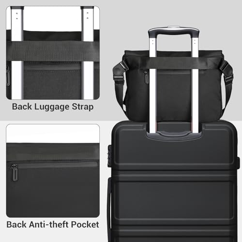 KONO Messenger Bag, Umhängetasche Herren wasserdichte, Leichte Freizeit Crossbody Tasche mit Mehreren Fächern für 13 Zoll Laptop (Schwarz)