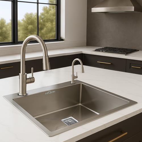 Image of ARQUIN ARQUIN Single Bowl with Tap Hole Kitchen Sink 24 inchx18 inchx10 inch Inch 304 Stainless Steel Sinks for Kitchen Basin with Brushed Matte Finish Basin Sink For Kitchen