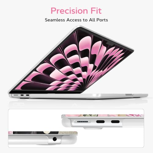 Image of B BELK for MacBook Air 15 inch Case 2026 2025 2024 2023 M5 M4 M3 M2 M1 | A3241 A3114 A2941, Protective Printed Plastic Hard Shell Case with Keyboard Cover & Screen Protector, Pink Coquette Collage